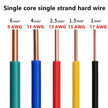 1/2meter BV Domácnosti single-core single-strand spomaľovač horenia drôt 15 13 18 17 11 6 AWG čistej medi core 1.5 2.5 4 MM tvrdý drôt