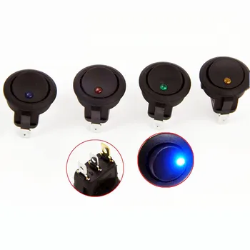 1/4pcs Aute 12V/220V 3 Pin Kolo Rocker Dot Loď LED Svetlo Prepínač SPST ON/OFF,5A, 250V/10A 125V AC