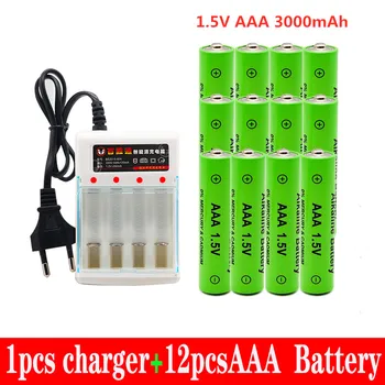 100% Nový AAA batérie 3000 mAh nabíjateľná batéria AAA 1,5 V 3000 mAh Nabíjateľná Nové Alcalinas drummey + nabíjačka