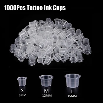 1000Pcs/Veľa Plastové Jednorazové Tattoo Ink Cup Permanentného make-upu Pigmentový Atrament Držiteľ Čiapky Poháre Tetovanie, Pigmentové Príslušenstvo