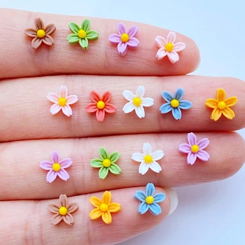 100ks 7mm Mini Flower Nail Art Živice Kamienkami ,Mix Farieb Kvetinový Nail Art ,Prívesky Kvet Tvarované Manikúra Dodávky