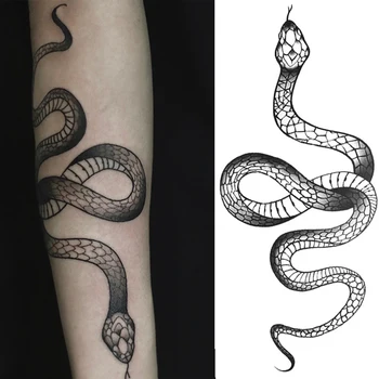 1PC Nepremokavé Tetovanie Samolepky pre Ženy, Mužov DIY Body Art Obtlačky 3D Had Kvet Falošné Tetovanie Nálepky Dočasné Tetovanie Veľká Veľkosť