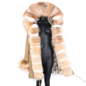 2021 Zimný Kabát Značky Ženy, Luxusné Oblečenie Reálne Fox Kožušiny Nepremokavé Bundy Dlhá Vetrovka Odnímateľný Vrchné Oblečenie Nové Módne