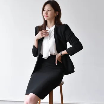 2022 Japonský Temperament Elegantný Štíhly Office Girl Business Bunda Farbou Sexy Vysoký Pás Sukne Dámske Business Oblečenie