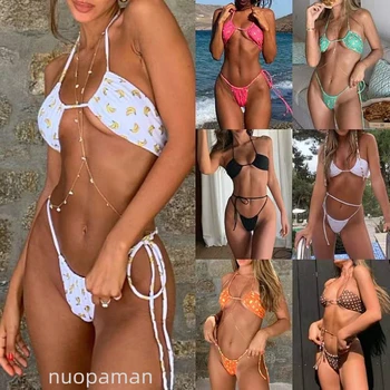 2022 Nové Sexy Brazílske Tangá Bikini Žien, Plavky, Bikiny Nastaviť Dve Kus Plavky Mujer plavky plážové oblečenie Čipky biquini