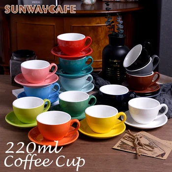 220ml vysoko kvalitné keramické šálky kávy Coffee cup nastaviť Jednoduché Európsky štýl Hrnček na Cappuccino kvet poháre na Latte