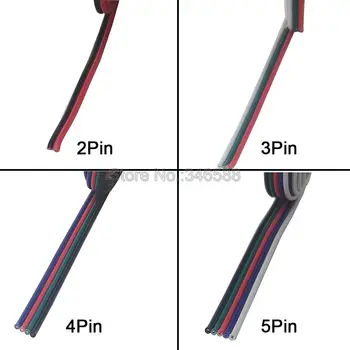 2Pin 3Pin 4Pin 5Pin Rozšírenie Drôtu Konektor Kábla Ľahké Príslušenstvo pre jednofarebné / RGB / RGBW LED Pásy Pripojenie 1m/veľa