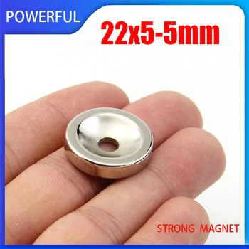 2~30PCS 22x5-5mm Kolo Neodýmu Magnety 22 mm x 5 mm Otvoru 5mm Silný Trvalý Vzácnych Zemín Magnet 22*5-5 mm