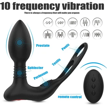 3-v-1 Motory Dual Diaľkové Análny Zadok Plug Vibrátor Prostaty Masér Penis Krúžok G-bod Stimulátor Klitorisu Sexuálne Hračky Pre Mužov, Ženy