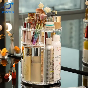 360° Otáčanie make-up Organizátor Kozmetické Úložný Box Rúž Starostlivosti o pleť Parfum make-up Štetec Držiteľ Kúpeľňa Organizátor a Skladovanie