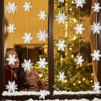 3D Falošné Snowflake String Garland Vianočné Banner Strany Visí Prívesky, Nový Rok, Vianoce, Stromček, Ozdoby Okno DIY Dekorácie