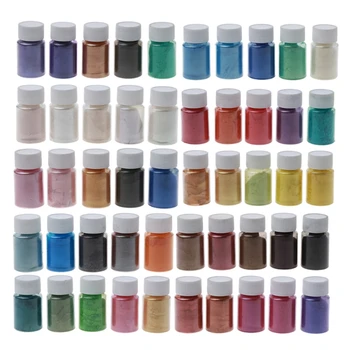 50 Farby, Pigmenty Brilantné Sľudový Prach Auta Epoxidové Živice Farbivo Make-Up Vaňa Bomba Mydlo Sviečka, Takže Prášok Pigment Auta