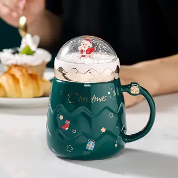 500 ml Santa Claus Dizajn Vianočný Pohár s Vekom Keramické Mini Figúrky Vody Pohár кружка посуда кружки tazas de café