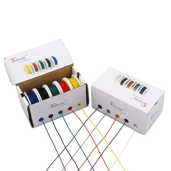 50m/box UL 1007 30awg Konzervované Čistej medi drôtu 5 farieb v krabici zmiešané drôt PCB Plietol lanové urob si sám
