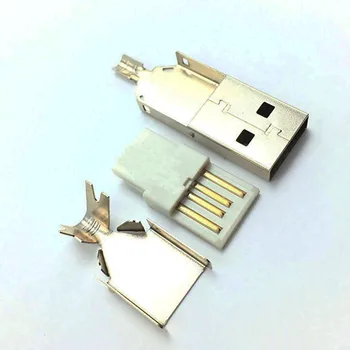 5sets 3 v 1 (Typ USB 2.0 Konektory samec Konektor Spájkovanie 2.0 USB Power Údaje Porty, Konektory pre DIY Opravy