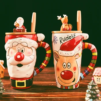 600 ml Veľký Vianočný Hrnčeky Šálky Kávy Cartoon Šálku Kávy Keramická Šálka S Vekom Vianočné Darčeky Pre Deti na Vianoce, Výzdoba Šťastný Nový Rok
