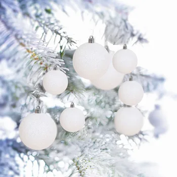 6pc 6/8 cm Biele Vianočné Ozdoby Plastové Biele Vianočné Gule, Ozdoby na Vianočné stromčeky Domov Nový Rok Vianočný Večierok Dodávky