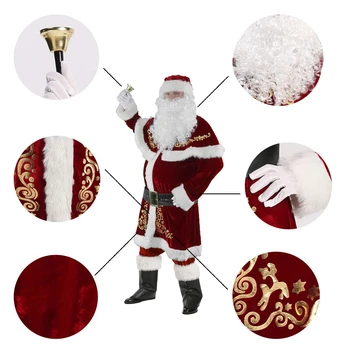 7pcs/set Veľké Veľkosti 4XL Vianočný Kostým Santa Claus Dospelých Vianoce, Vianočný Kostým Party Šaty, Oblečenie Pre Mužov 2022