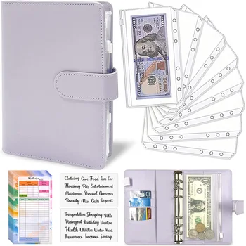 A6 PU Kožené Rozpočtu Binder Notebook Peňažné Obálky Systém Nastavený so Spojivami Vrecká Pre Peniaze Rozpočtov Ukladanie Bill Organizátor Dary