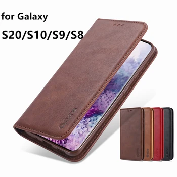 AZNS obal pre Samsung Galaxy S20 S10 S9 S8 Plus Ultra 5G S10e PU Kožené Kryt magnetická príťažlivosť Peňaženky Prípade