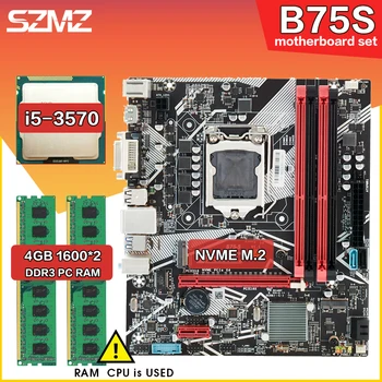 B75S Herný PC, Doska Lga 1155 Súbor i5 3570 CPU 2*4=8 GB DDR3 RAM USB3.0 SATA3.0 Placa Mae Base 1155 Hráč Montážna Sada