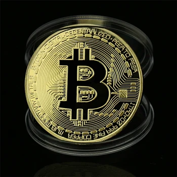 BITCoin Umelecké Zbierky Pozlátené Fyzickej Bitcoins Bitcoin BTC s puzdrom Darček Fyzického Kovu Imitácia Antické Striebro, Mince