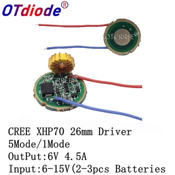 Cree XLamp XHP70 XHP70.2 6V LED Driver 26MM Vstup DC6V-15V Výstup 6V 4500mA Pre XHP70 XHP70.2 LED Baterka Žiarovka