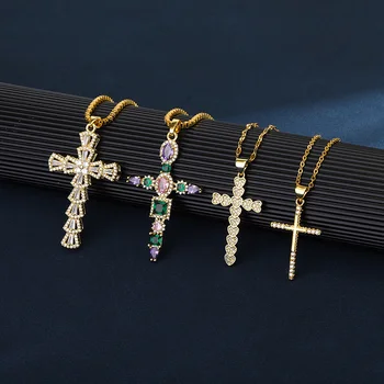 Crystal Ježiš Kríž Prívesok Náhrdelníky Pre Ženy Kresťanskej Viery Lesklé Šperky Štýlové Doplnky Strany Collier Bff Dary