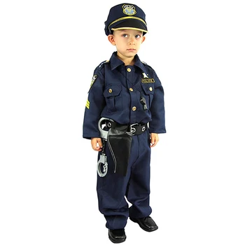 Deluxe policajt Kostým kompletný Set pre Deti Zdobiť Amerike Polícia Úlohu Hrať Kit Armády Policajnej Uniforme s putami na rukách Odznak