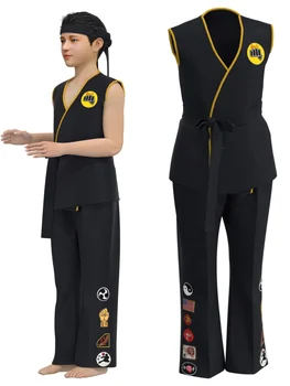 Deti Karate Kid Cobra Kai Cosplay Kostým Detský Top Nohavice, Oblečenie Halloween Karneval Oblek