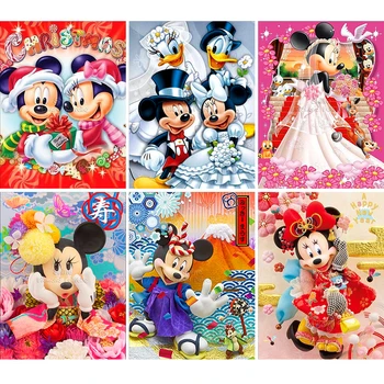 Diamond Maľovanie Disney Kreslené Kimono Minnie Mickey Plné Námestie Kolo 5D DIY Umenie Darček Výšivky Cross Stitch Mozaiky Domova