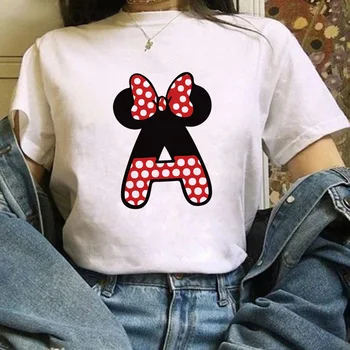 Disney Karikatúry Kawaii Mickey Mouse List Grafika Žena T-Shirt Letné Voľné Blúzka Biela O-Krku Krátky Rukáv Tees Žena Topy