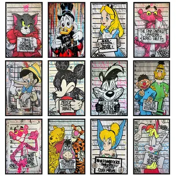 Disney Karikatúry Plagát Úlohy Mickey Mouse, Káčer Donald Pinocchio Plátno Na Maľovanie Na Stenu Vytlačí Art Nástenné Detská Izba Dekorácie, Darčeky