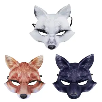 Fox Masque Halloween Cosplay Maškaráda Zvierat Tvár Kryt Rekvizity 3D Strany Dospelých Tvár Anime Cosplay Maškaráda Polovicu Tváre Fox Maska