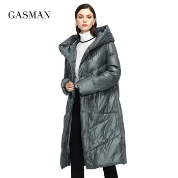 GASMAN 2022 nové dlhé hrubé kabát, vetrovka kabát s kapucňou vetru teplo dámske zimné bundy módnej značky dole parker plus veľkosť 206