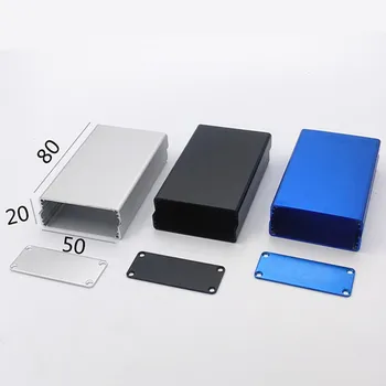 Hliník PCB Nástroj Box Krytu Elektronické Projektu Prípade Panely Skrutky DIY Vstavané Drážky Silver Black Blue 80x50x20mm