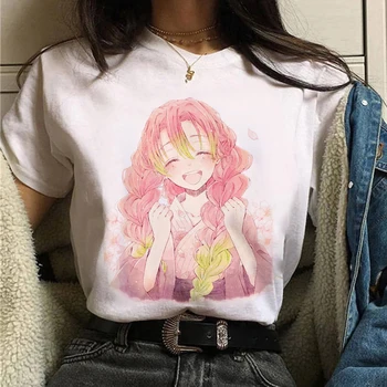 Kanroji Mitsuri Vytlačené T-Shirt Ženy Japonské Anime Démon Vrah Kawaii Grafické Tees Žena Krátky Rukáv Topy Y2K Tshirts 2022