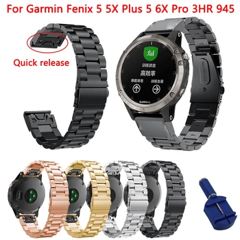 Kovové Watchband Popruh pre Garmin Fenix 5X 5 6X 6 Pro 3-LR 7 7X Easyfit Rýchle Uvoľnenie z Nehrdzavejúcej Ocele Pásma Fenix6 Fenix5 Náramok