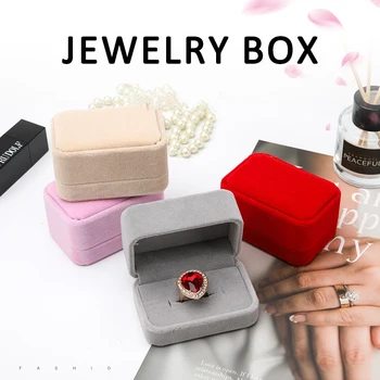 Luxusné Námestie Velvet Šperky Pár Prstene, Náušnice Displej Prípade Box Úložný Organizátor Držiteľ Darček Packag Prenosné Cestovanie Svadba