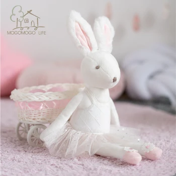 Luxusný Biely Tuk Bunny Plyšové s Ružovými Tutu Dieťa Spať Maznať Hračky Krásne Snuggle Balerína Králik Bábika Princezná Bunny Doll