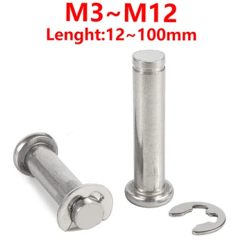 M4 M5 M6 M8 M10 M12 304 Nerezovej Ocele Pin Plochou Hlavou Štrbinový Kolík Poistný Kolík Polohy Valcové PinWith Poistný Krúžok