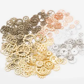 Miešaný 100g steampunk ozubené kolesá a ozubené kolesá ručičky šperky fingings