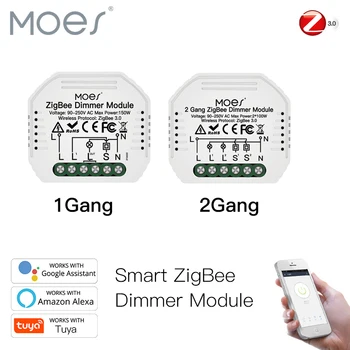 Moes Mini DIY Tuya ZigBee Smart 1/2 gang Light Dimmer Prepínač Modul Smart Hub Život App Alexa Domovská stránka Google Ovládanie Hlasom
