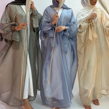 Moslimské Módne Otvoriť Abaya Pre Letné Turecko Hidžáb Oblečenie Žien Ramadánu Kimono Dubaj Abayas Pre Ženy Cardigan Župan Lístkového Rukáv