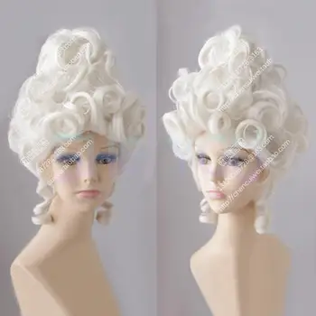 Márii Antoinette Moonlight Biela Kráľovná Súd Maškaráda Halloween Kostým Vlasy, Parochne + Parochňu Spp