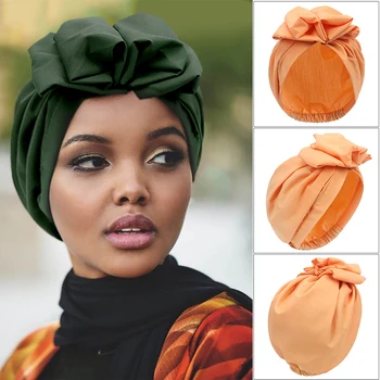 Móda Afriky-štýl pokrývky hlavy, žien headdresses, Moslim-style soft Hidžáb, monochromatické farebné zrkadlo klobúky v Moslimských štýl