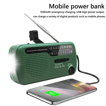 Prenosné Ručné Kľuky Solárne Rádio Multi-Band AM/FM/SW Núdzové Rádio s LED Baterka 2000mAh Power Bank Nabíjačka Telefónu