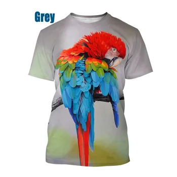 Pánske a dámske Vtipné Papagáj 3D Vytlačené T-shirt Lete Bežné Zvierat Vytlačené T Shirt XS~5XL