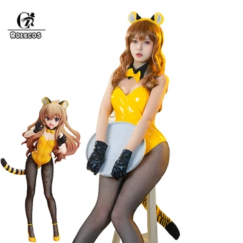 ROLECOS Aisaka Tajga Cosplay Kostým Toradora Aisaka Tajga Bunny Dievča Kostým Sexy Originálne Žltá Ženy Jumpsuit s Chvost