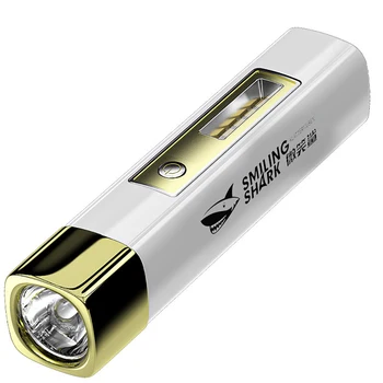 S ÚSMEVOM SHARK Prenosný Mini Vysokú svetelnú Baterku Power Bank Nepremokavé Ultra Svetlé Pochodeň USB Nabíjateľné Výkonné Svietidlo